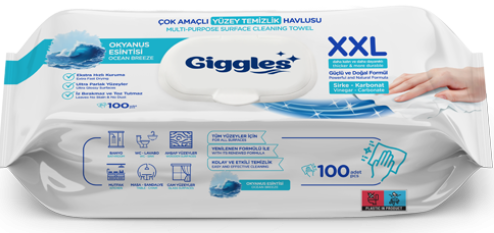 Влажные салфетки Giggles для уборки универсальные Ocean Breeze 100 шт.