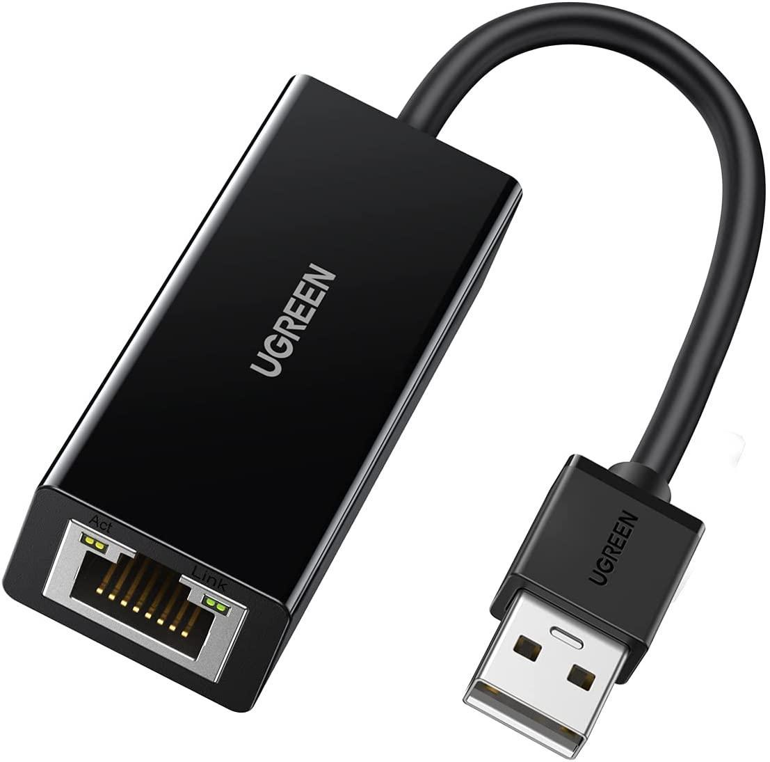 Проводной сетевой адаптер UGREEN USB 2,0-10 100 Network RJ45 LAN Wired Adapter Black