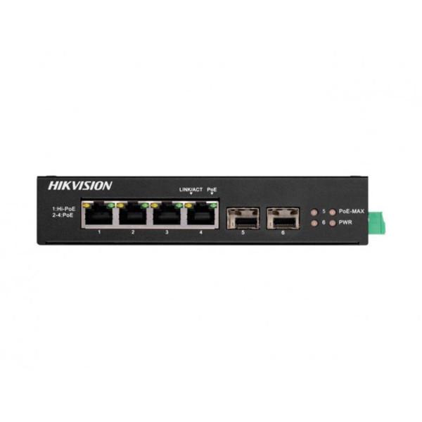 4-портовый неуправляемый POE коммутатор Hikvision DS-3T0506HP-E/HS - фото 2