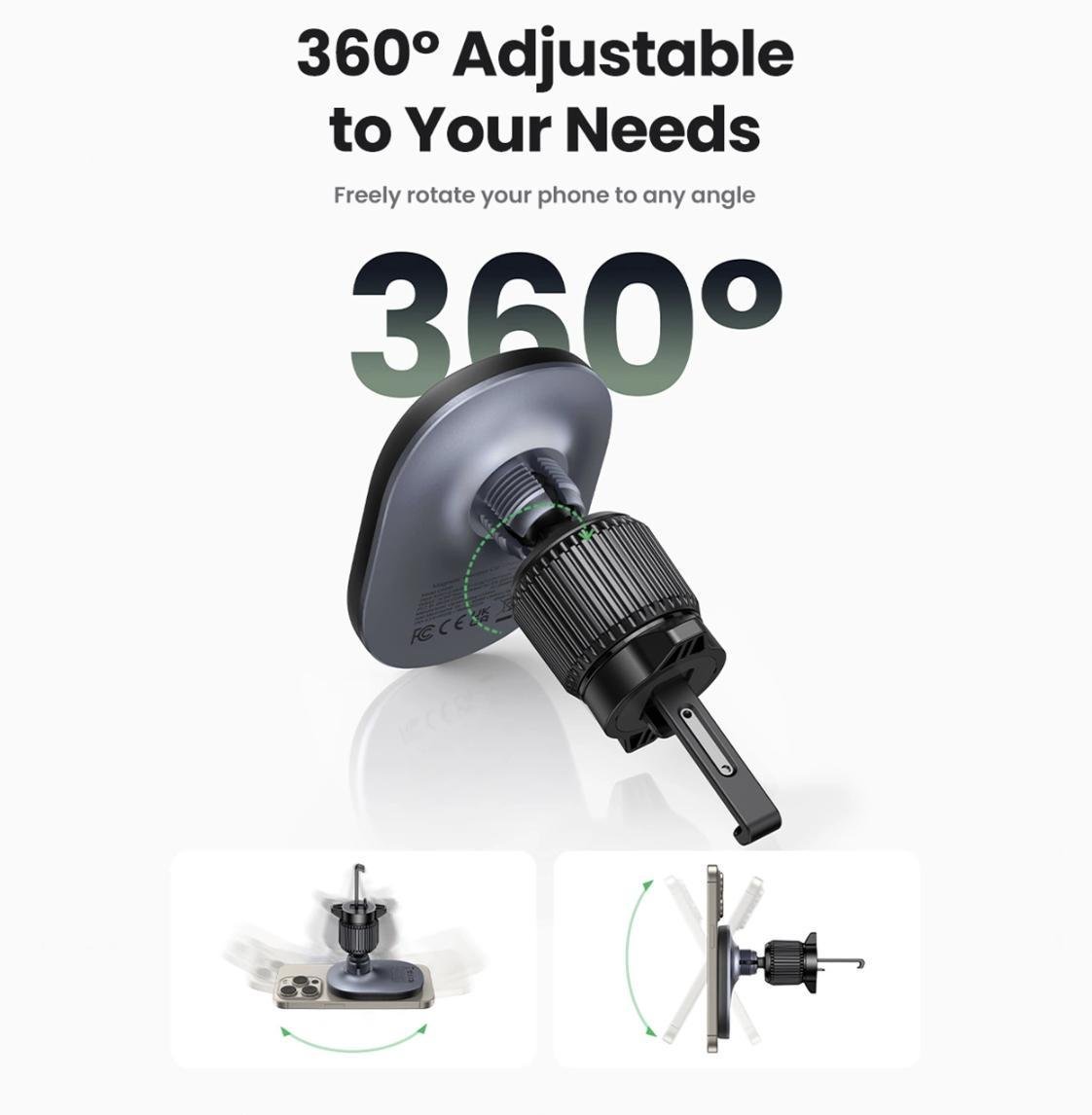 Держатель для телефона UGREEN W522 15W Black with MagSafe (2250884390) - фото 3