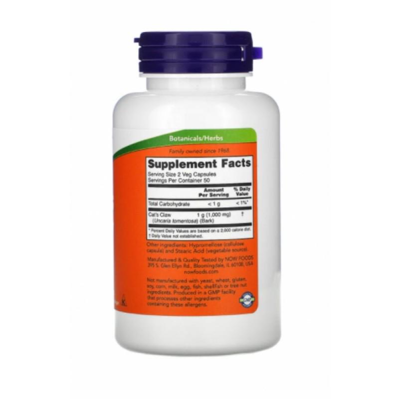 Натуральна добавка Now Foods Cat's Claw 500 мг 100 капс. (NOW-04618) - фото 2