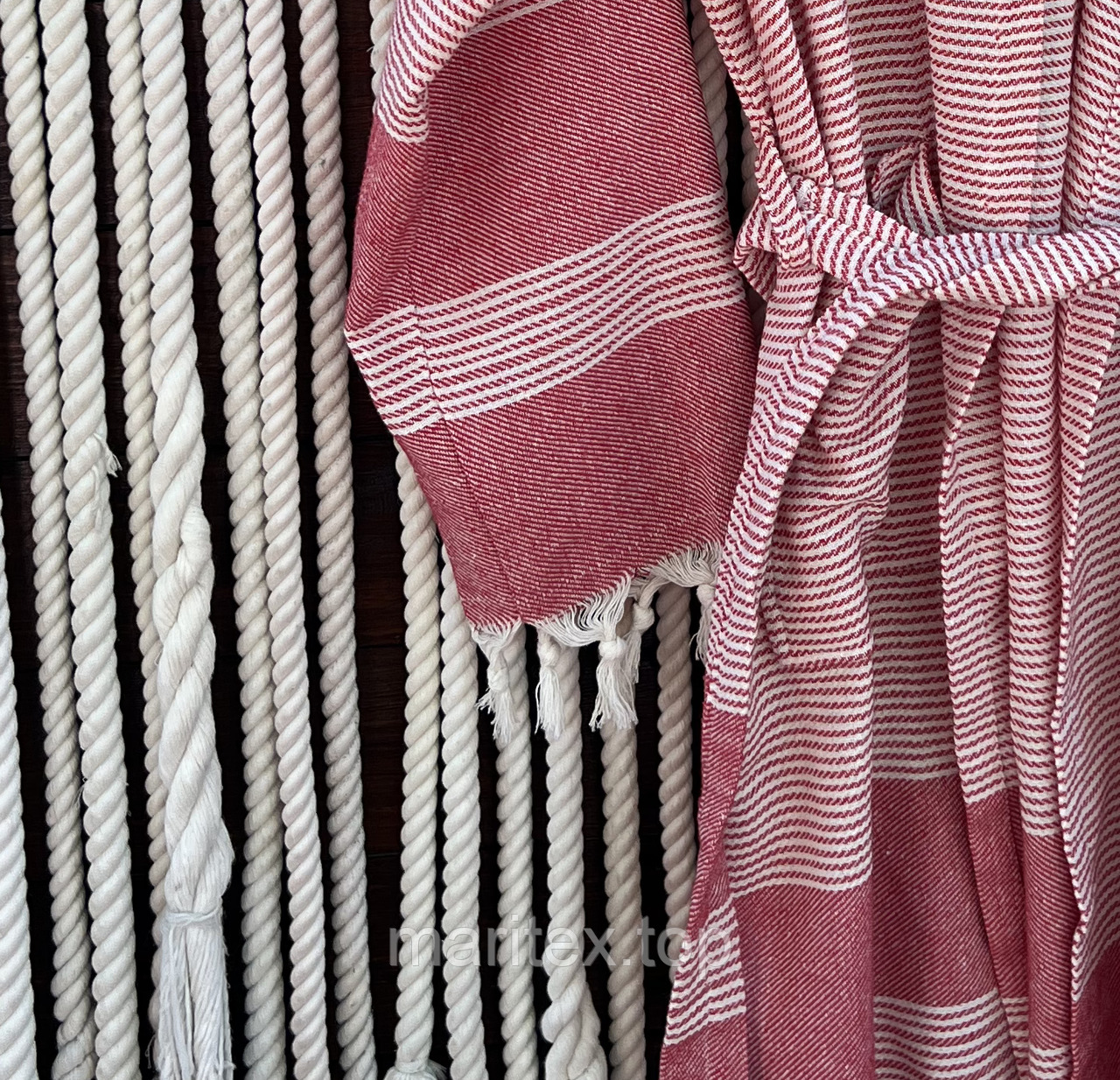 Халат жіночій бавовняний у смужку S-M Червоний (9951-halat) - фото 6 Халат жіночій бавовняний у смужку S-M Червоний (9951-halat) - фото 6