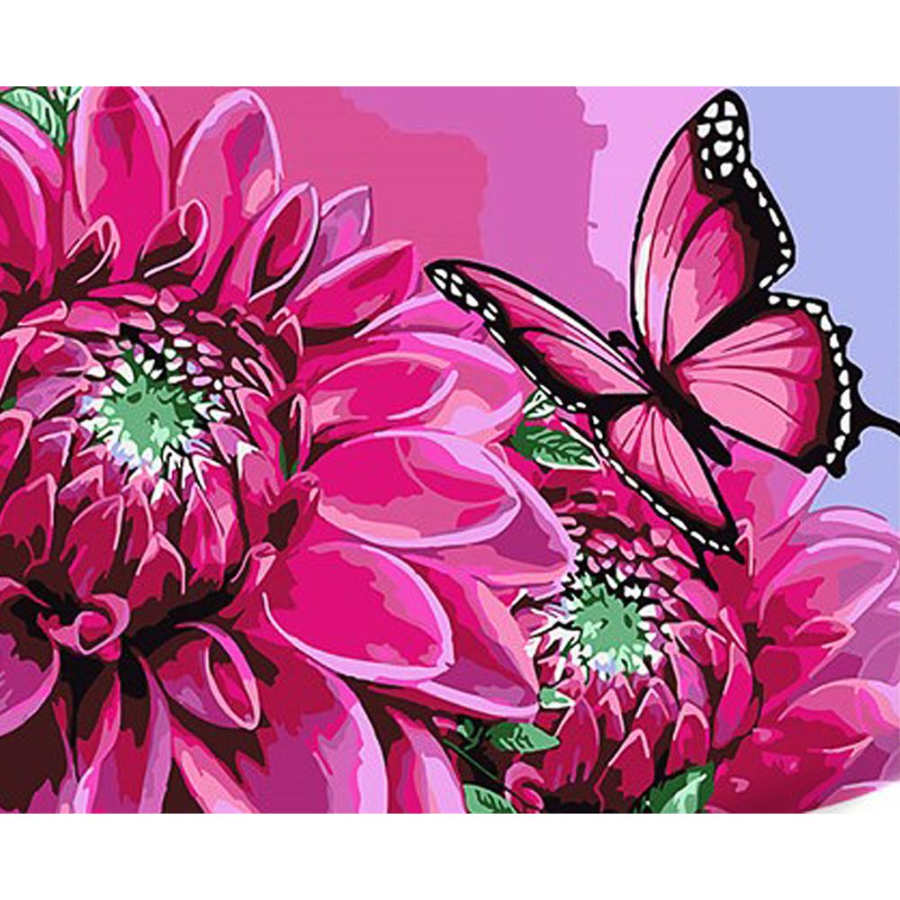 Картина за номерами Strateg Преміум Метелик на яскравих квітках з лаком та рівнем 30x40 см (Str-SS1090)