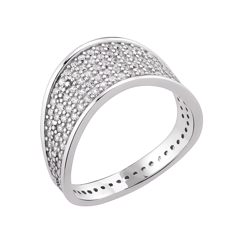 Каблучка срібна Мерехтіння вкрита дрібними сяючими камінцями р. 18