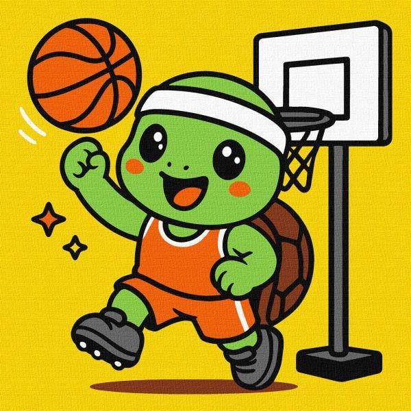 Картина за номерами Ideyka Черепашка грає у баскетбол 25x25 см (Id-KHO1285)