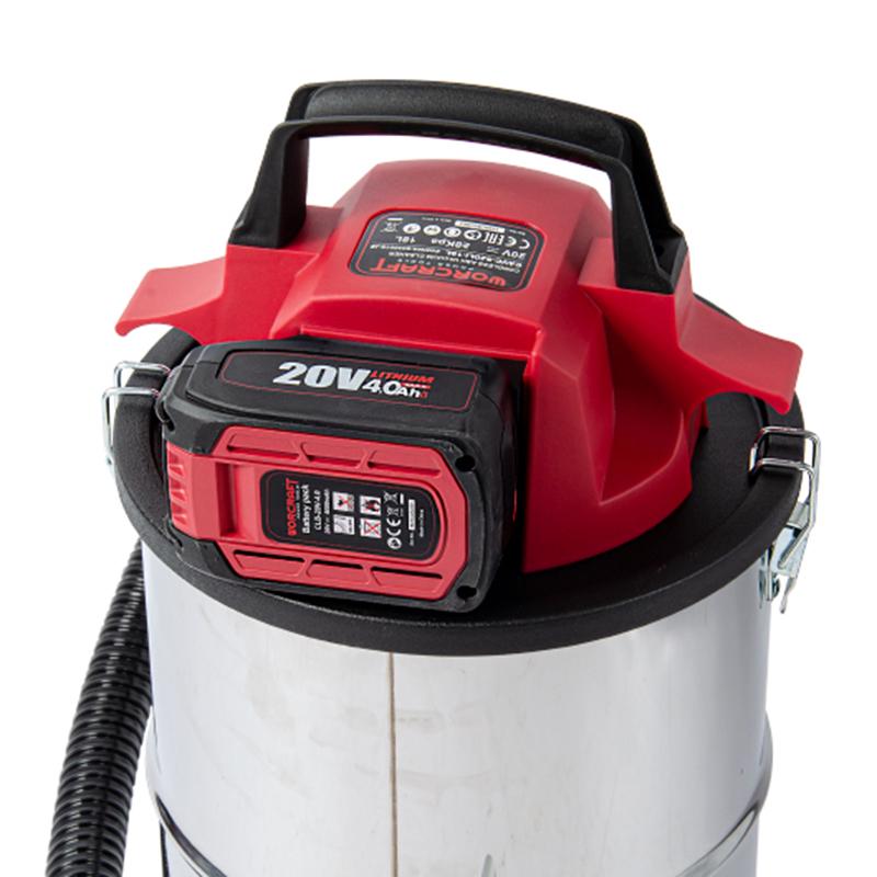 Пылесос промышленный аккумуляторный Worcraft CAVC-S20Li с аккумулятором 4А и зарядным 20В (43063) - фото 4 Пылесос промышленный аккумуляторный Worcraft CAVC-S20Li с аккумулятором 4А и зарядным 20В (43063) - фото 4