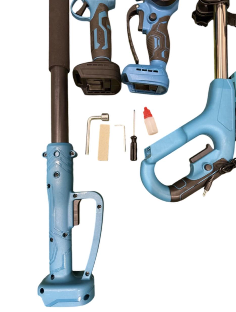 Садовый набор аккумуляторный KRAFFTEC секатор/мини-пила/триммер/воздуходувка/удлинитель/кусторез 48V 4в1 (56766в1) - фото 4