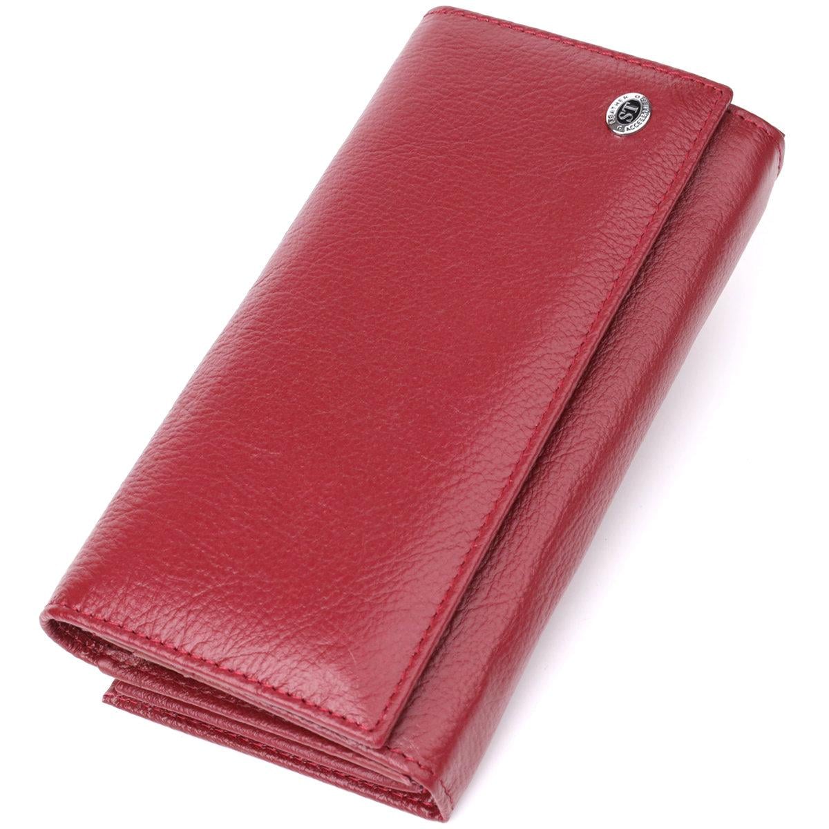 Кошелек женский ST Leather 23113 на магнитах из натуральной кожи Бордовый (168-136-23113)