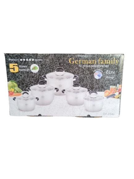 Набір каструль з кришками German Family GF-2046 нержавіюча сталь 10 пр. (GF-2046) - фото 5