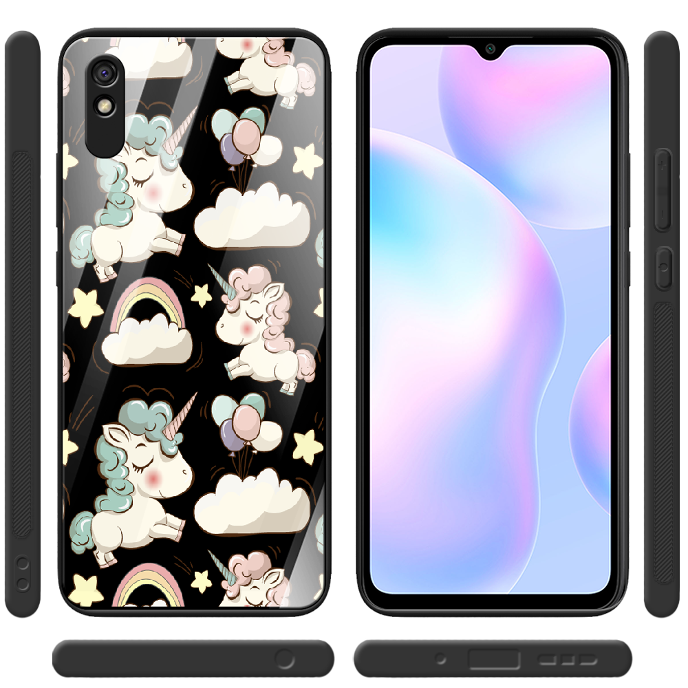 Чехол BoxFace Xiaomi Redmi 9A Unicorns Черный силикон со стеклом (40304-cc2-41116) - фото 2