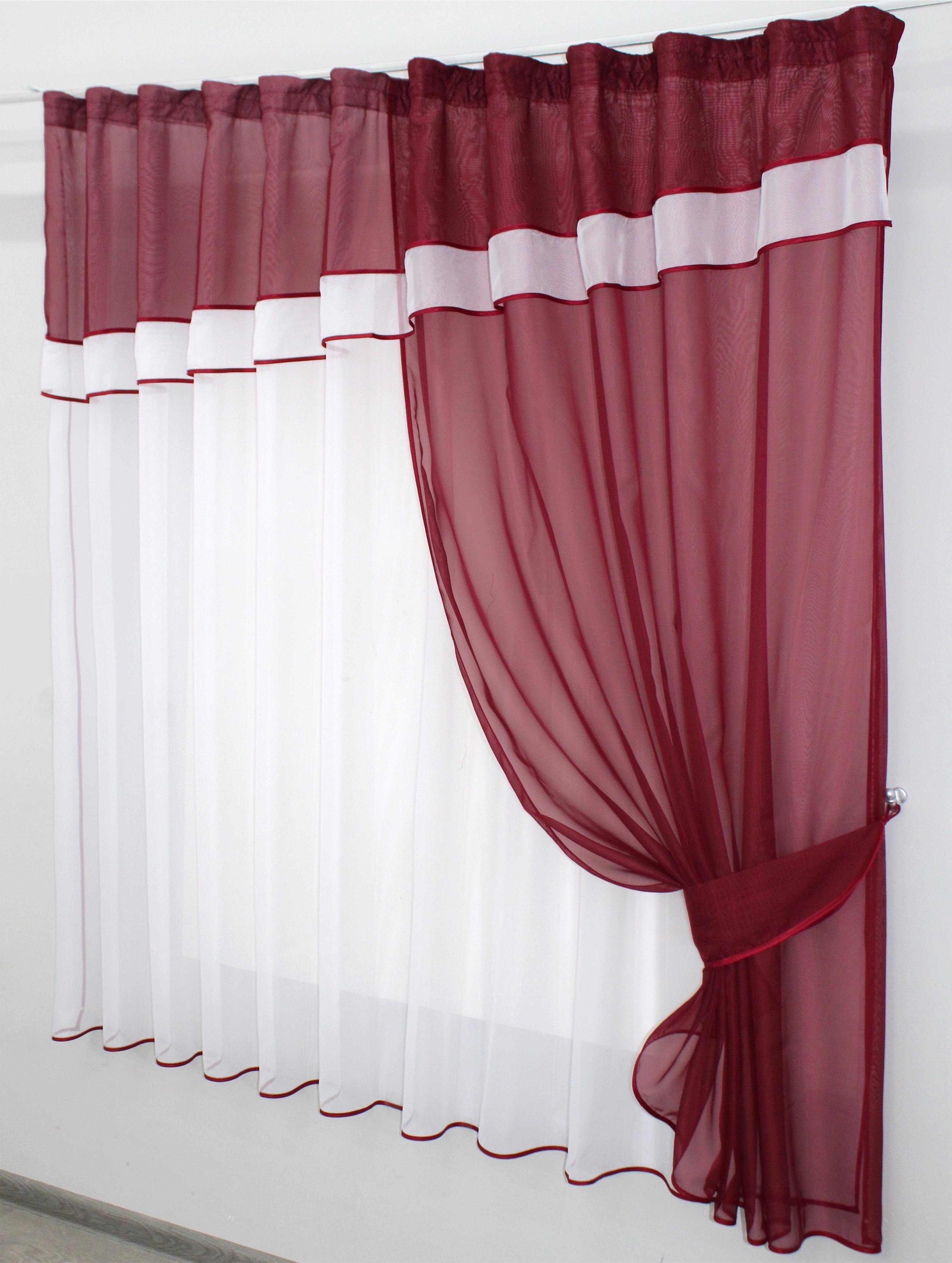 Занавеска кухонная VR-Textil № 018к с ламбрекеном 270х170 см Бордовый/Молочный (50-216) - фото 2 Занавеска кухонная VR-Textil № 018к с ламбрекеном 270х170 см Бордовый/Молочный (50-216) - фото 2