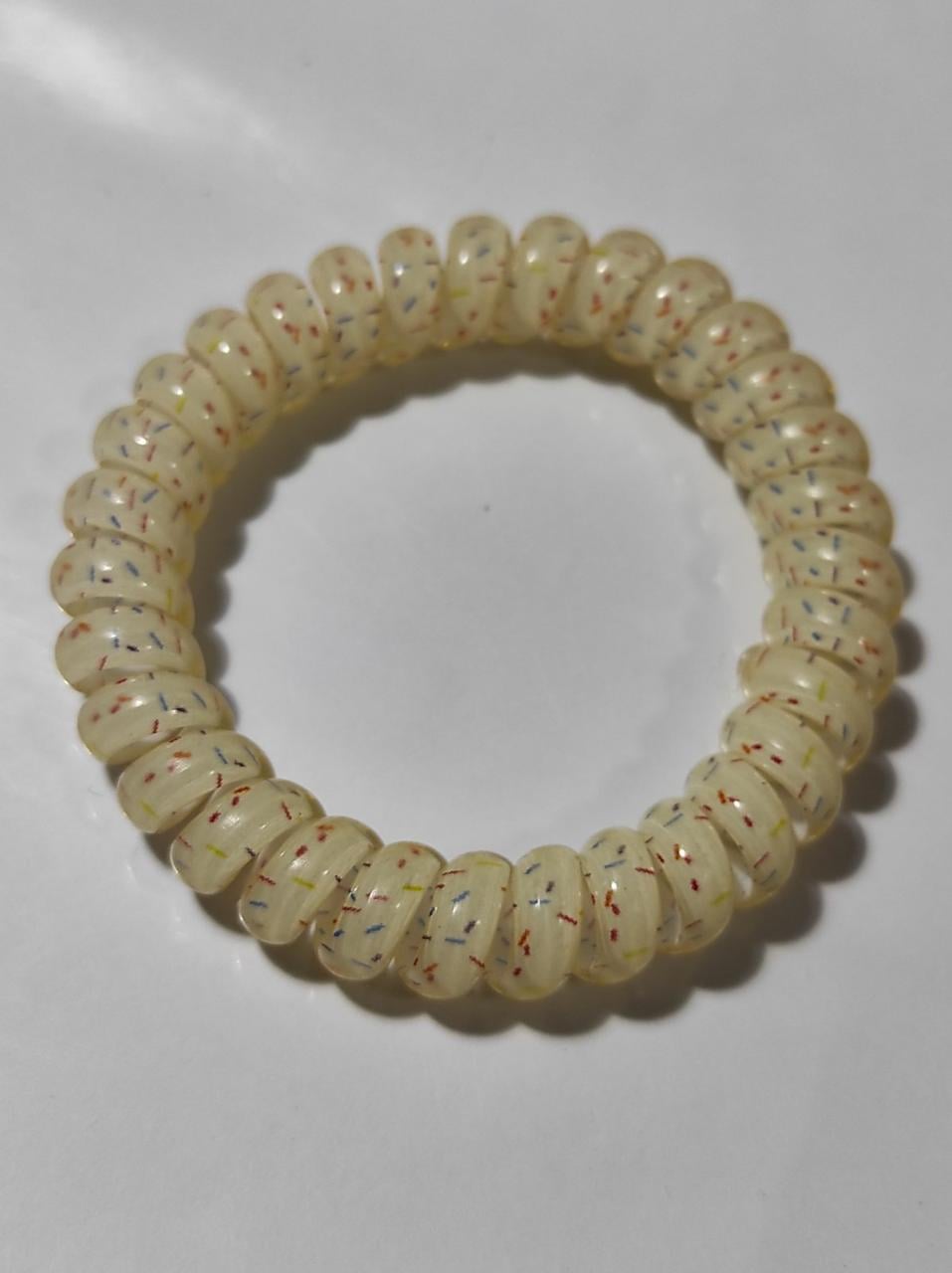 Резинка Спираль толстая с рисунком конфетти 5,5 см Бежевый (52-4-1792-БЕЖ)