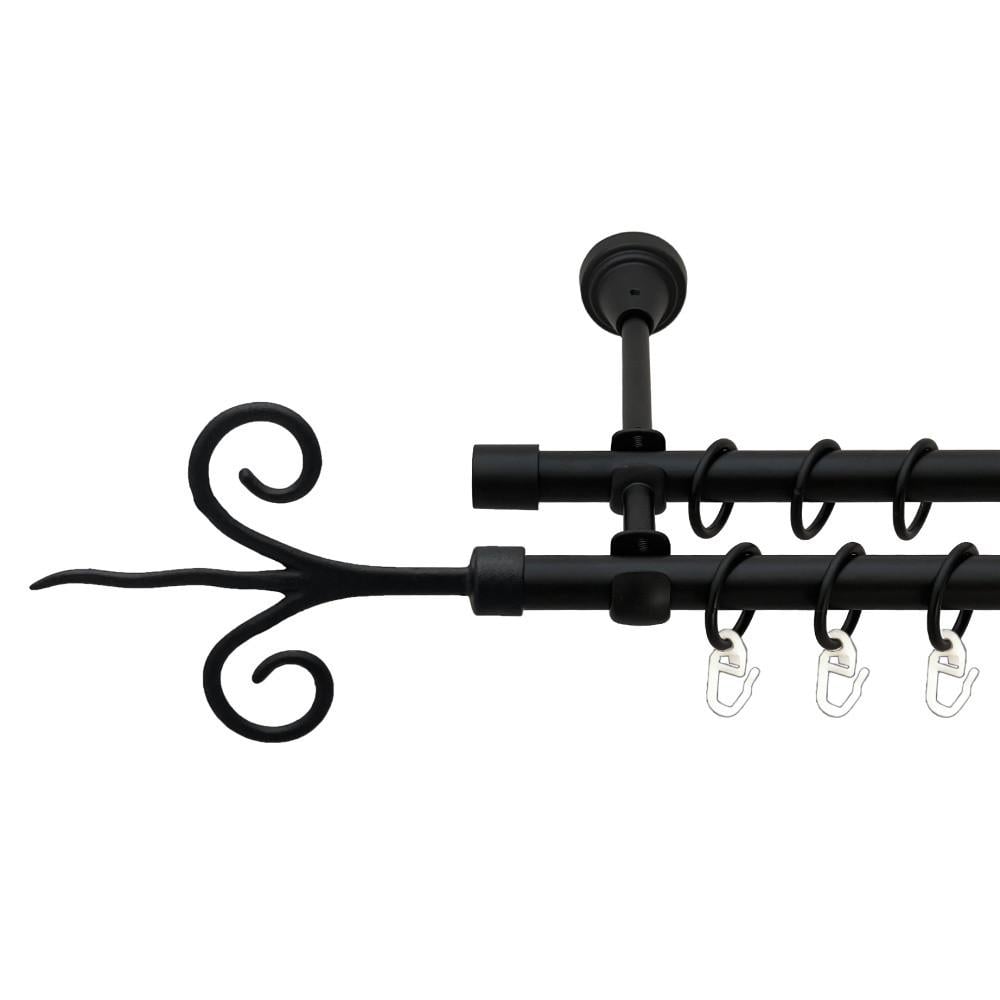 Карниз для штор Orvit Фантазия двухрядный гладкий 300 см Черный (00-00024023)