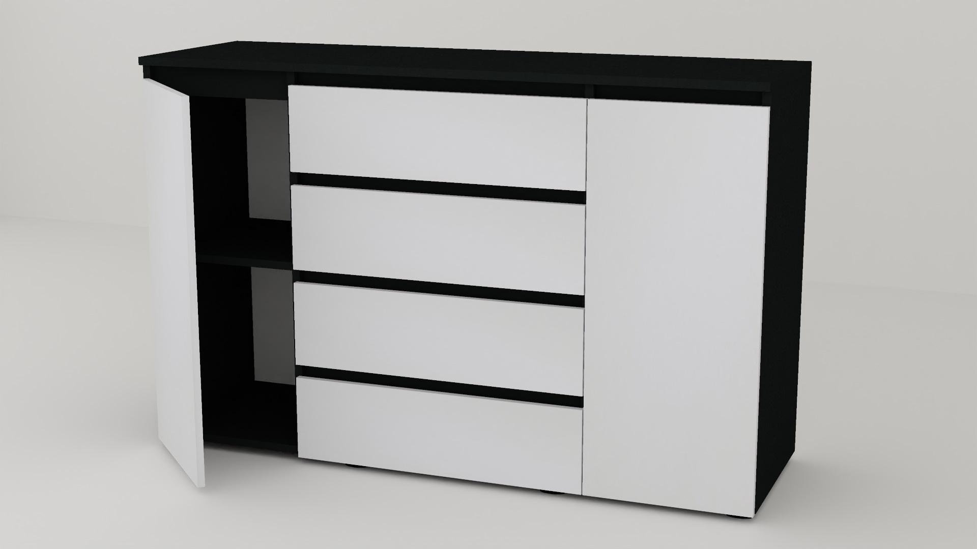 Комод Алекса СН-141/55 140х55х90 см Білий/Антрацит
