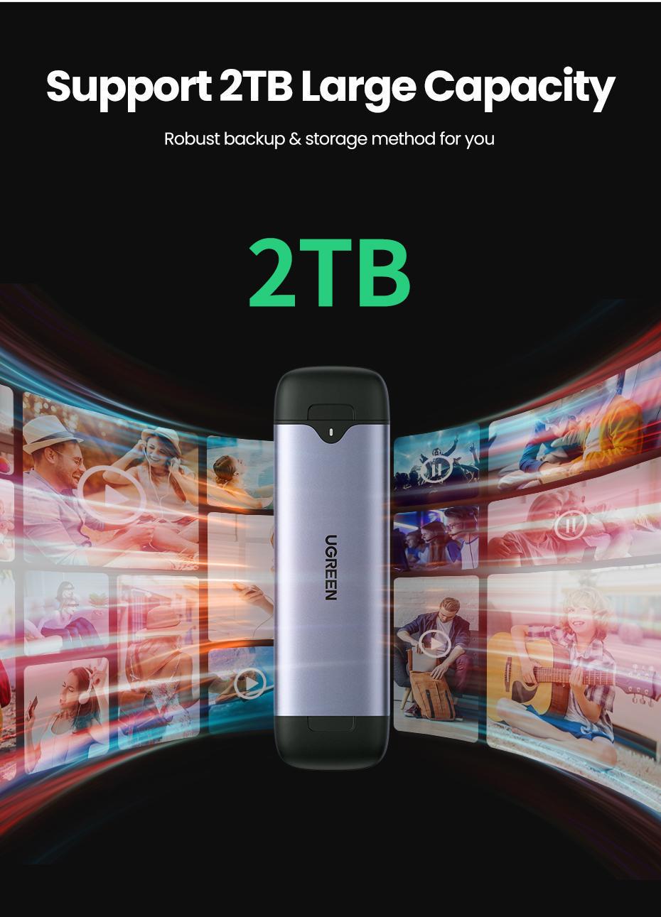 Корпус UGREEN для M.2 NVME SSD PCI-e дисков 10 Гбит/с Type-C/USB Порты M и B&M 2242/2280 Серый (70532) - фото 14 Корпус UGREEN для M.2 NVME SSD PCI-e дисков 10 Гбит/с Type-C/USB Порты M и B&M 2242/2280 Серый (70532) - фото 14