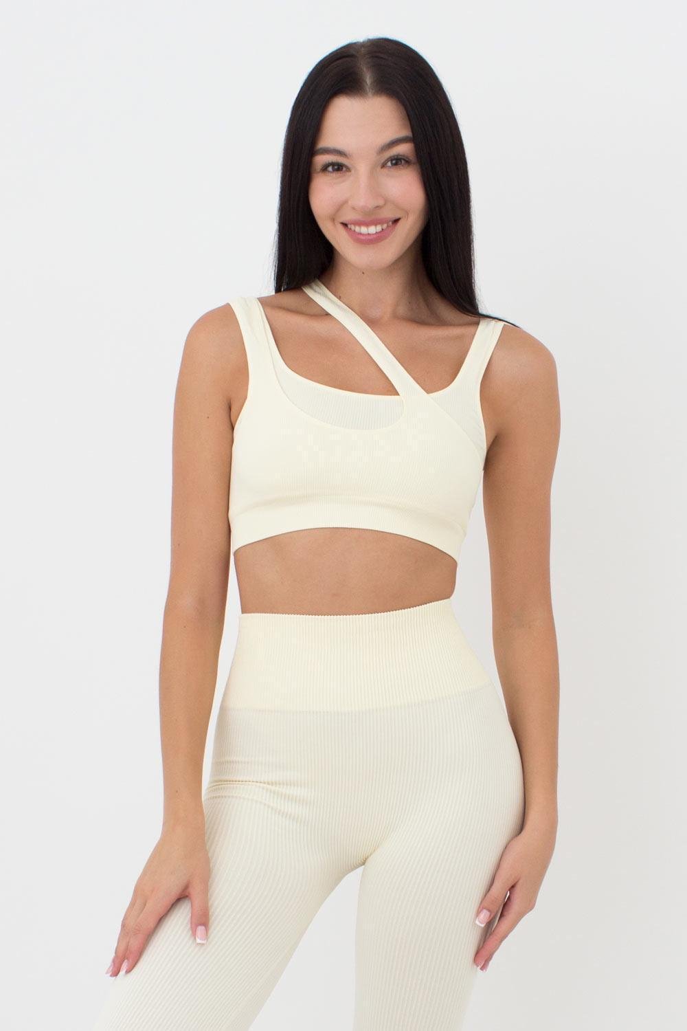Топ женский Giulia TOP RIB CO с асимметричными бретелями XS/S White (2000115549140)