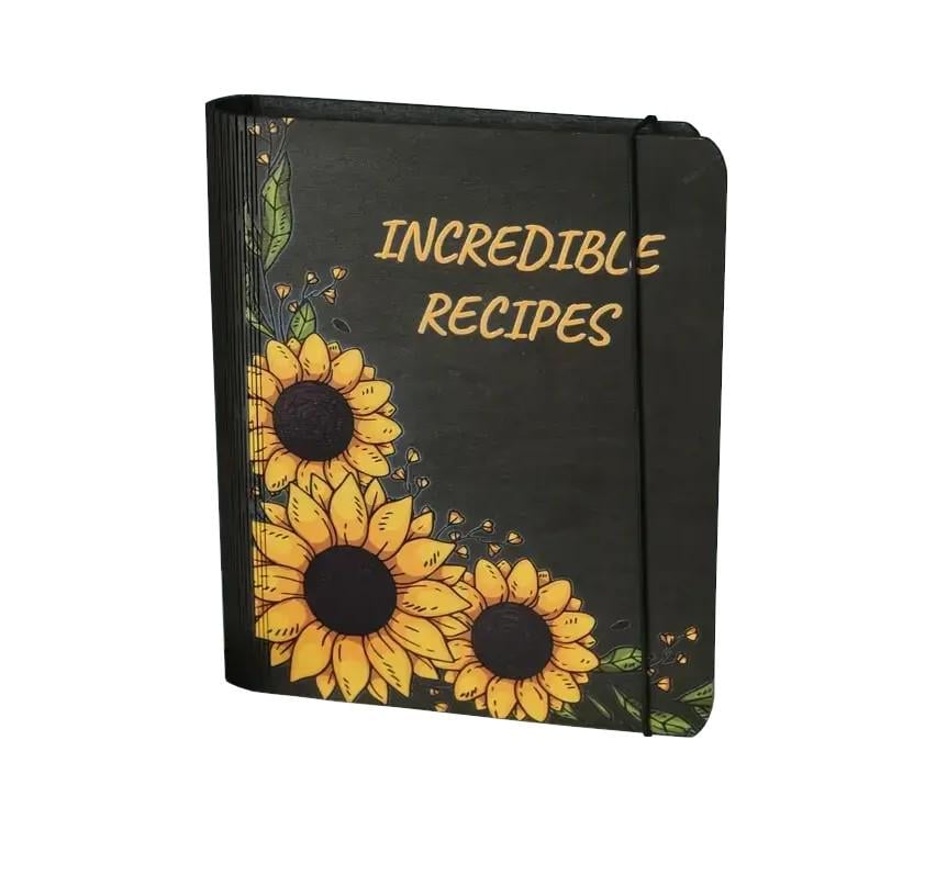 Книга для кулінарних рецептів "Incredible recipes" з принтом Соняшники А4 31х23 см (NB-110)