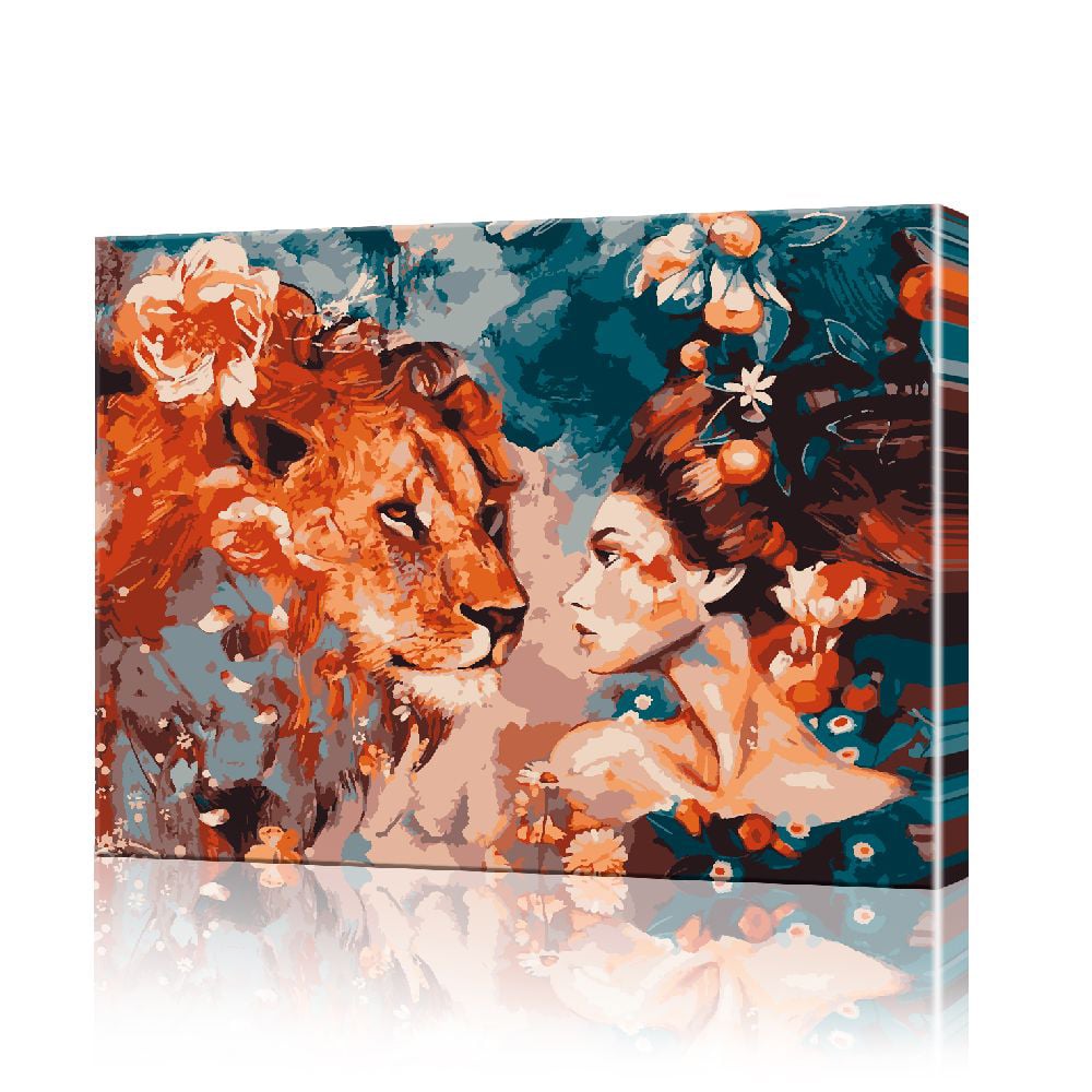 Картина за номерами ArtSale Дівчина та лев PBN0295 40х50 см