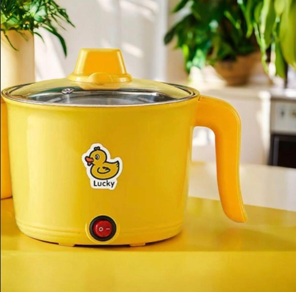 Электрокастрюля с подогревом дорожная с функцией чайника 1,8 л Желтый (1950924098)