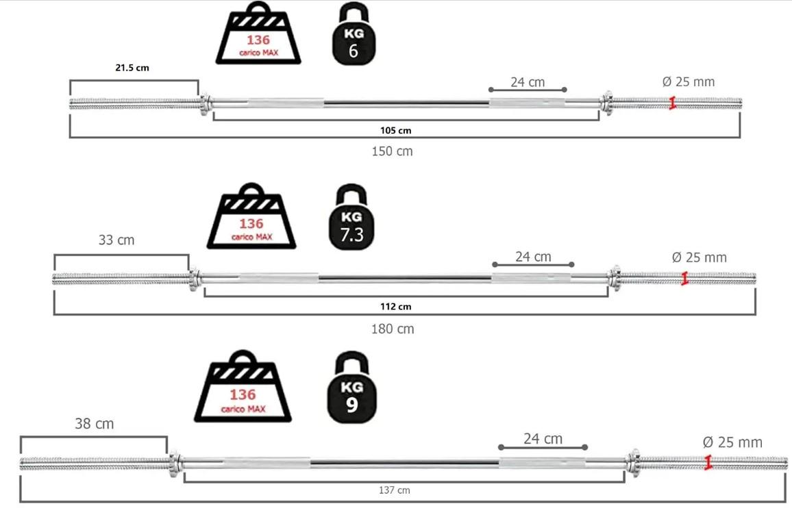 Гриф для штанги Toorx 180 см 25 мм з гвинтовими замками (BCV-180) - фото 2 Гриф для штанги Toorx 180 см 25 мм з гвинтовими замками (BCV-180) - фото 2