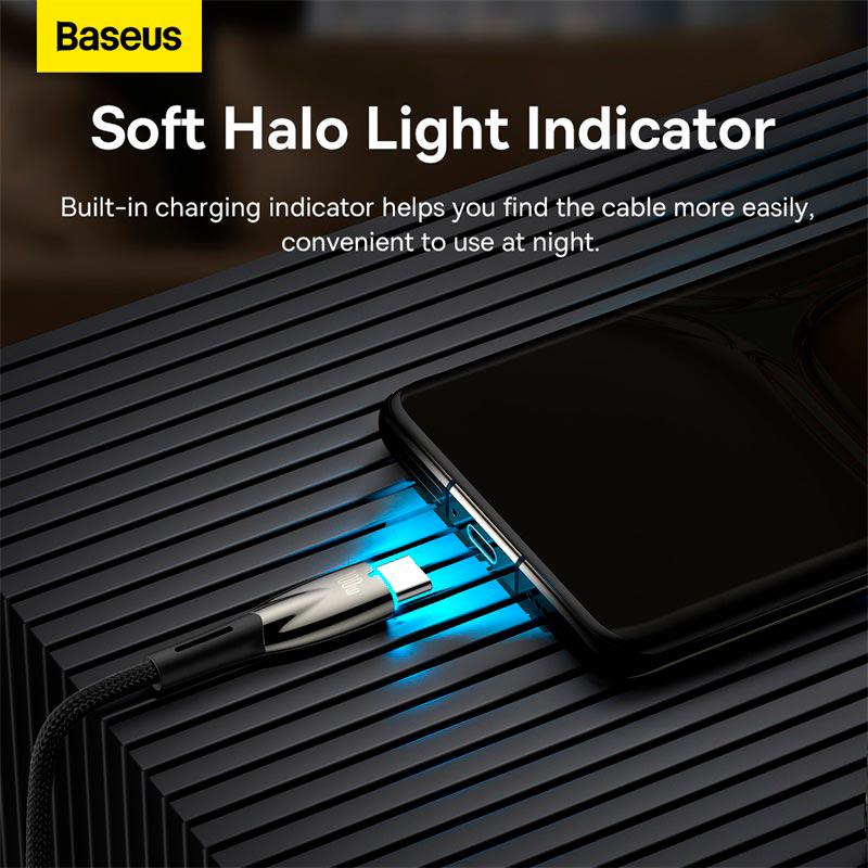 Кабель BASEUS Type-C Glimmer Series Fast Charging 200 см 100 W Black (CADH000501) - фото 8 Кабель BASEUS Type-C Glimmer Series Fast Charging 200 см 100 W Black (CADH000501) - фото 8