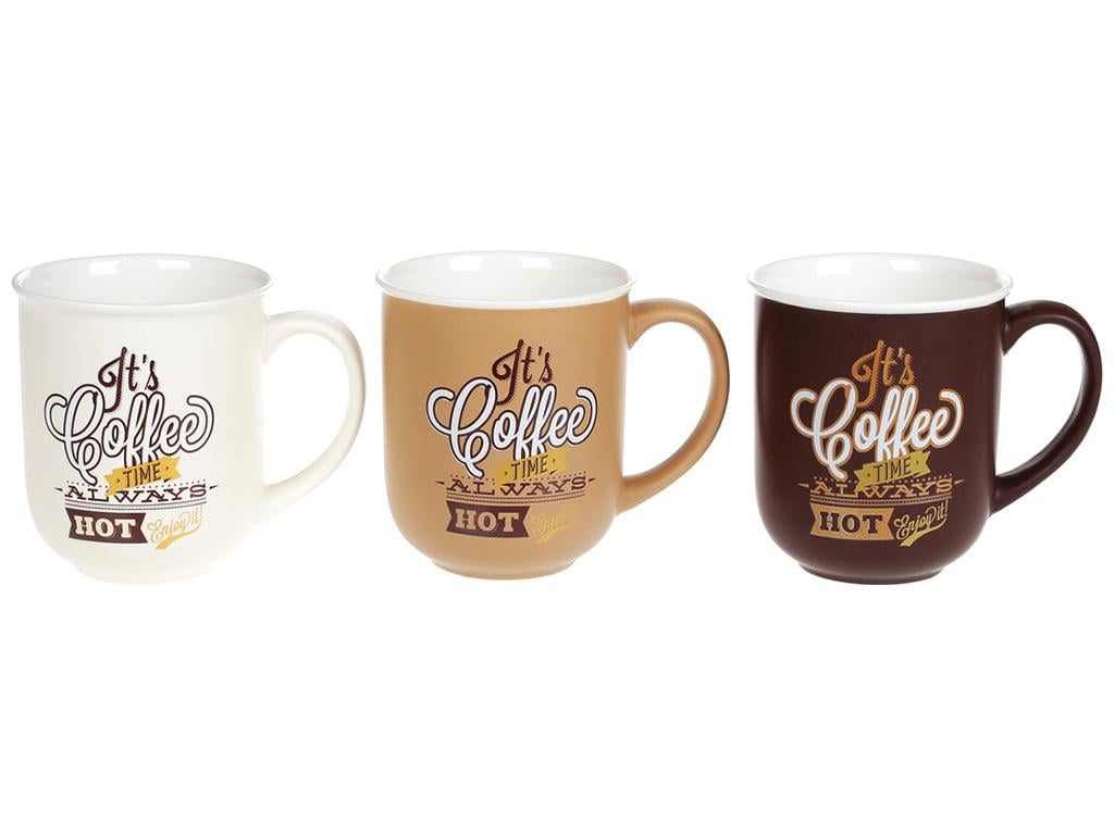 Чашка Coffee Time 380 мл 3 дизайна набор 3 шт. (BDI-930-003)