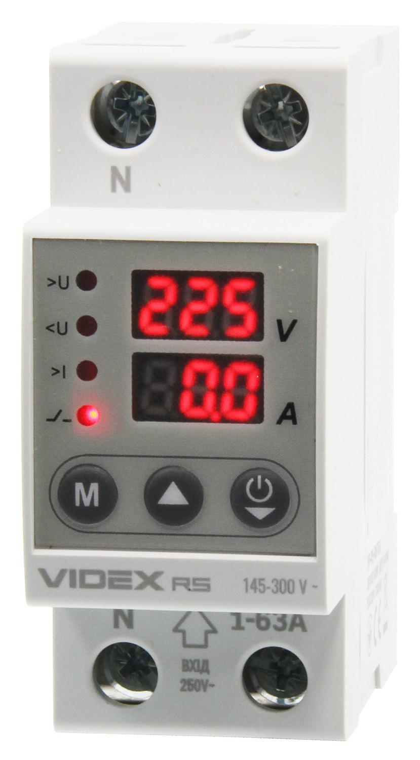 Реле контроля напряжения и тока Videx Resist VF-RS-RNT63 145-300В 1-63A (22605536)