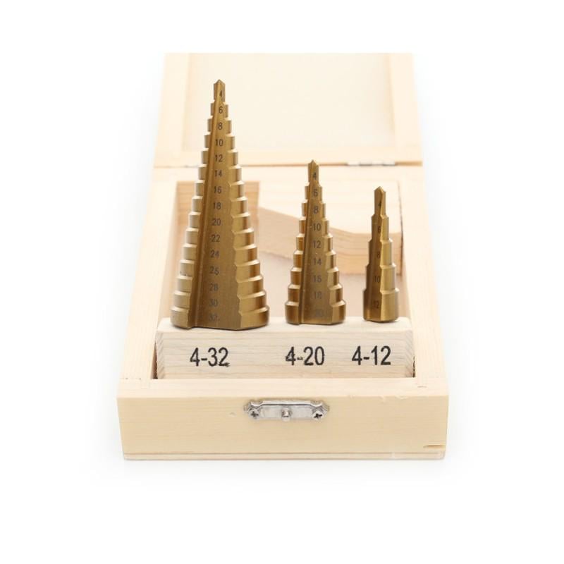 Набір свердел ступінчастих конусних Kraft&Dele HSS TYTAN по металу/дереву/пластику 4-32 мм 3 шт. (KD10244)