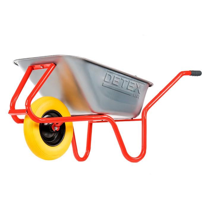 Тачка садово-строительная одноколесная DETEX D-2 с полиуретановым колесом 4х8 подшипник 85 л 180 кг (98-503-2)