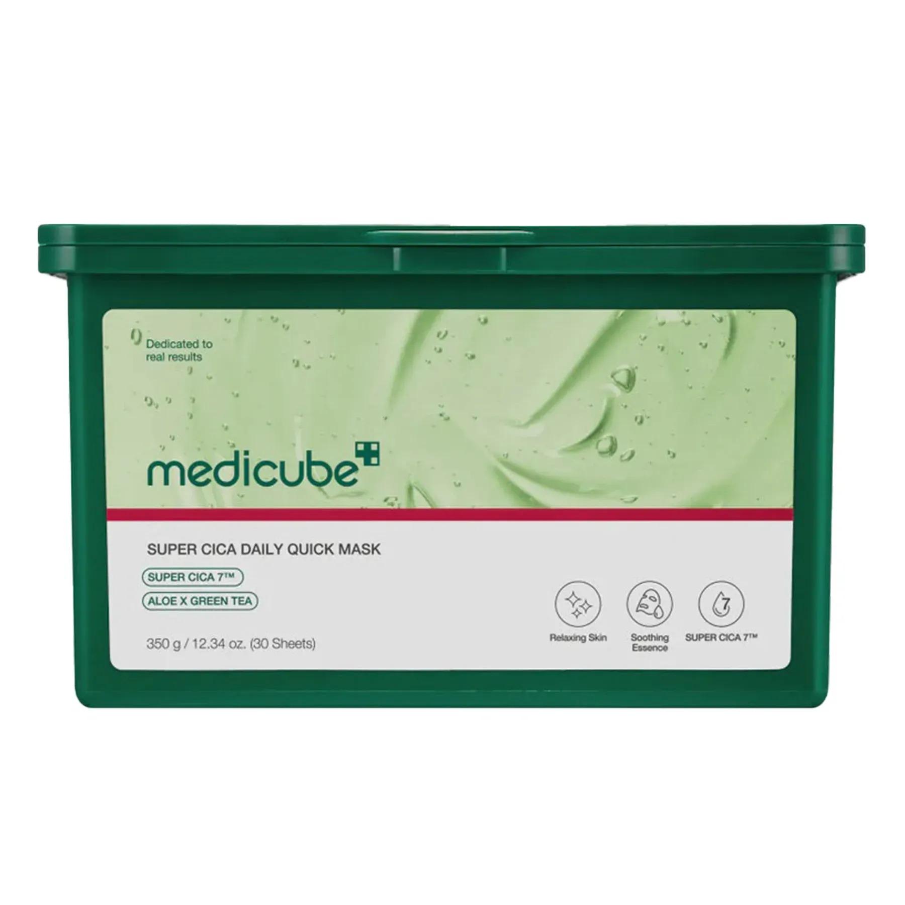 Набор успокаивающих масок с цинетом алоэ и зеленым чаем Medicube Super Cica Daily Quick Mask 350 г 30 шт. (27352738)