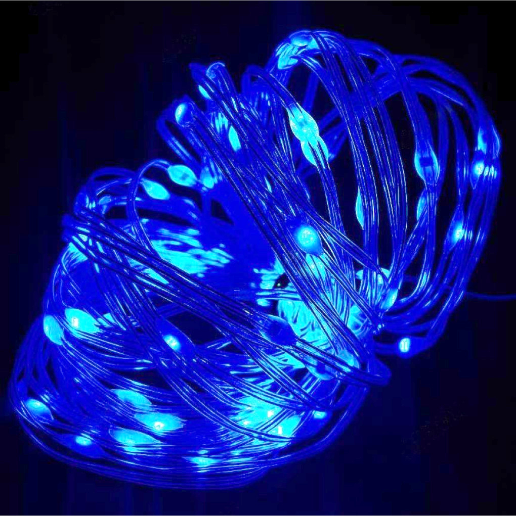 Гірлянда світлодіодна нитка Роса Люкс з пультом від USB та мережі 220V 100 LED 8 режимів IP65 10 м Синій - фото 5 Гірлянда світлодіодна нитка Роса Люкс з пультом від USB та мережі 220V 100 LED 8 режимів IP65 10 м Синій - фото 5