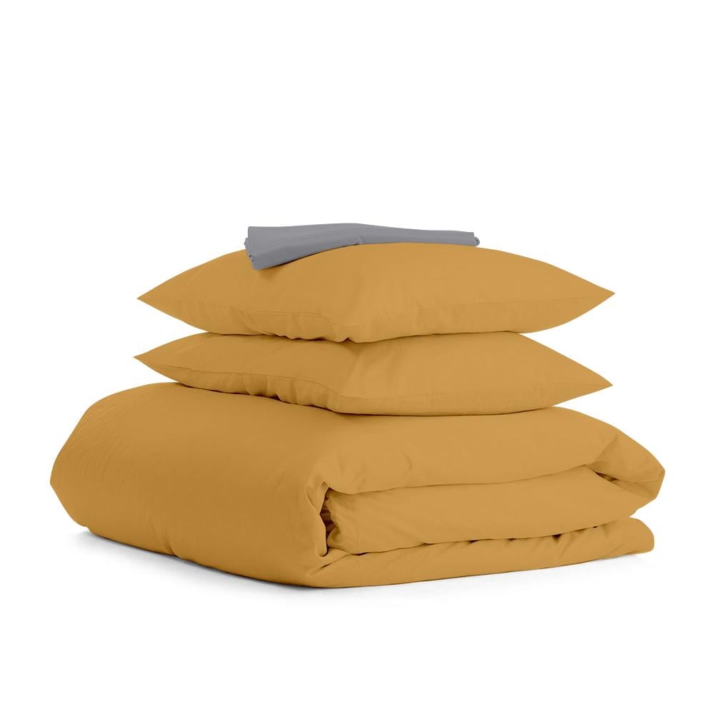 Комплект євро постільної білизни Cosas Ranfors Mustard Graphite 200х220 см (4822052065242)