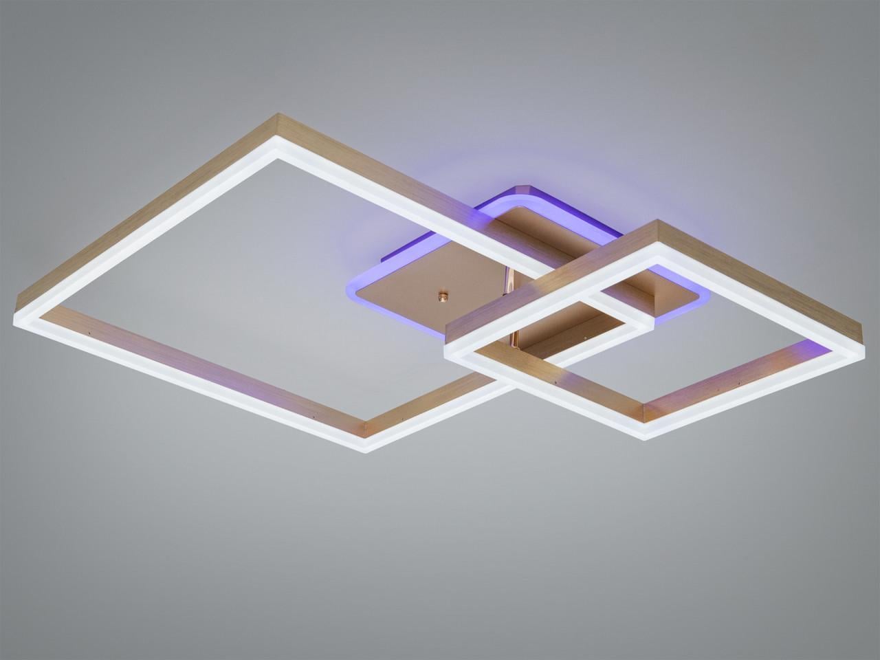 Светодиодная потолочная люстра для гостиной 2549G LED 3color dimmer 84 Вт с пультом Золотой (2922743419)