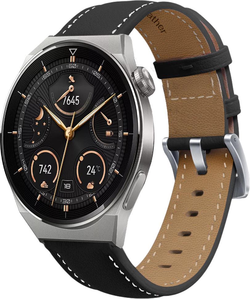 Ремешок кожаный Folsa для Huawei Watch GT3 Pro 46 мм Black (37310-2B)