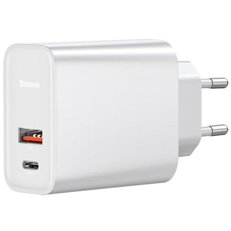 Пристрій мережевий зарядний Baseus TZCAFS-A02 Speed PPS Quick Charger 1USB/1Type-C 3.0 C+U 3A White