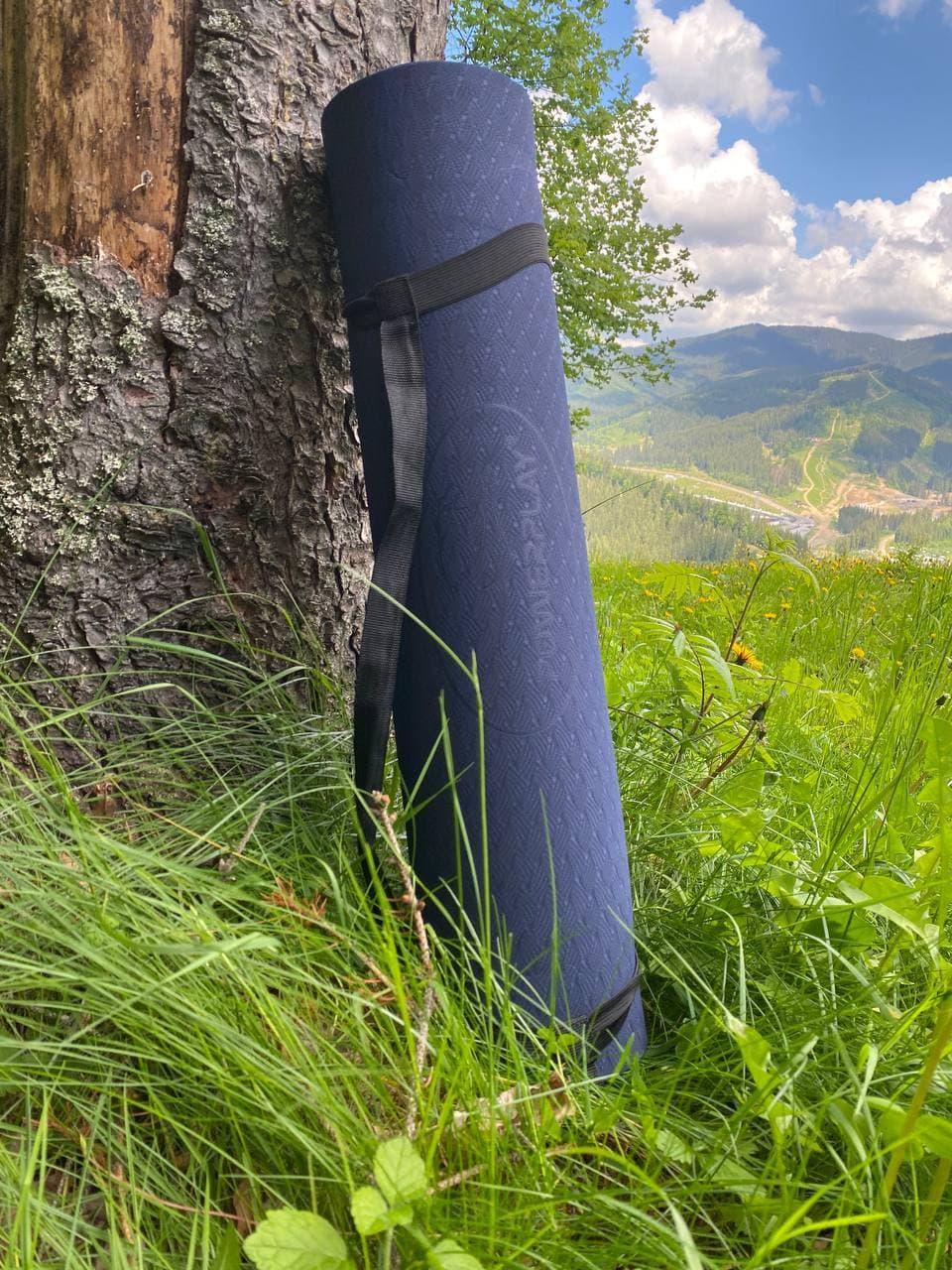 Коврик для йоги и фитнеса PowerPlay 4150 TPE Premium Performance Mat 183x61x0,6 мм Синий (A-011857) - фото 3