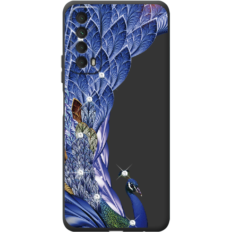 Чохол Boxface Huawei P Smart 2021 Павич зі стразами Чорний силікон (41133-rs7-41604)