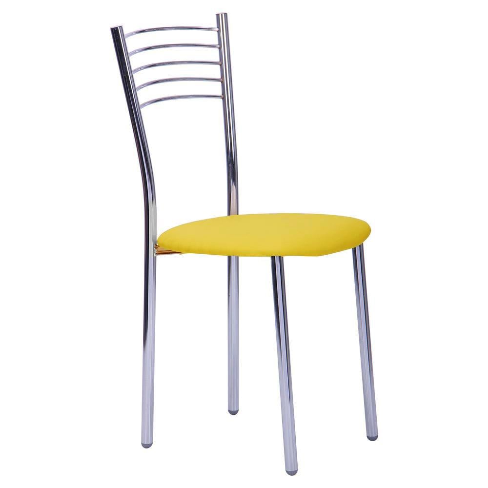 Стілець AMF Холдінг Олівія Неаполь N-55 з металу та шкірозамінника Хром/Жовтий (059599)