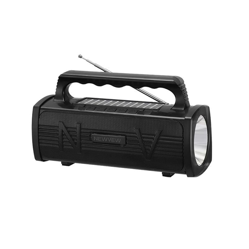 Портативная колонка NEWVEW NV-9010 Solar Panel/BT/USB/TF/FM с фонарем Black (33559071)