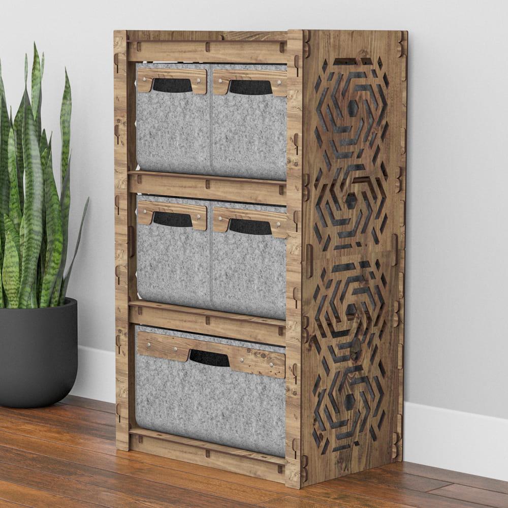 Комод в спальню из дерева Hexagonica Chevron на 5 ящиков серые корзины 900х528х345 мм (111359) - фото 5 Комод в спальню из дерева Hexagonica Chevron на 5 ящиков серые корзины 900х528х345 мм (111359) - фото 5