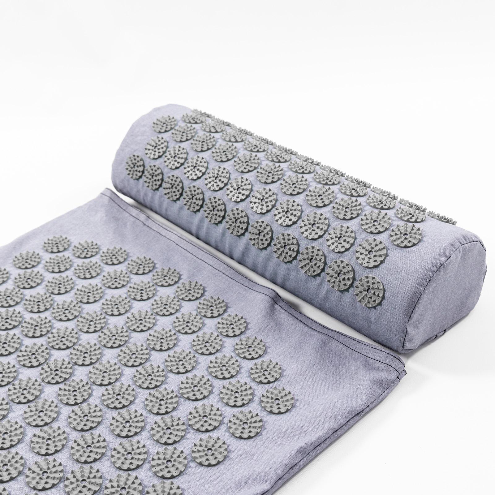 Масажний килимок з валиком OSPORT Yoga Relax Pro apl-036 Сірий - фото 2
