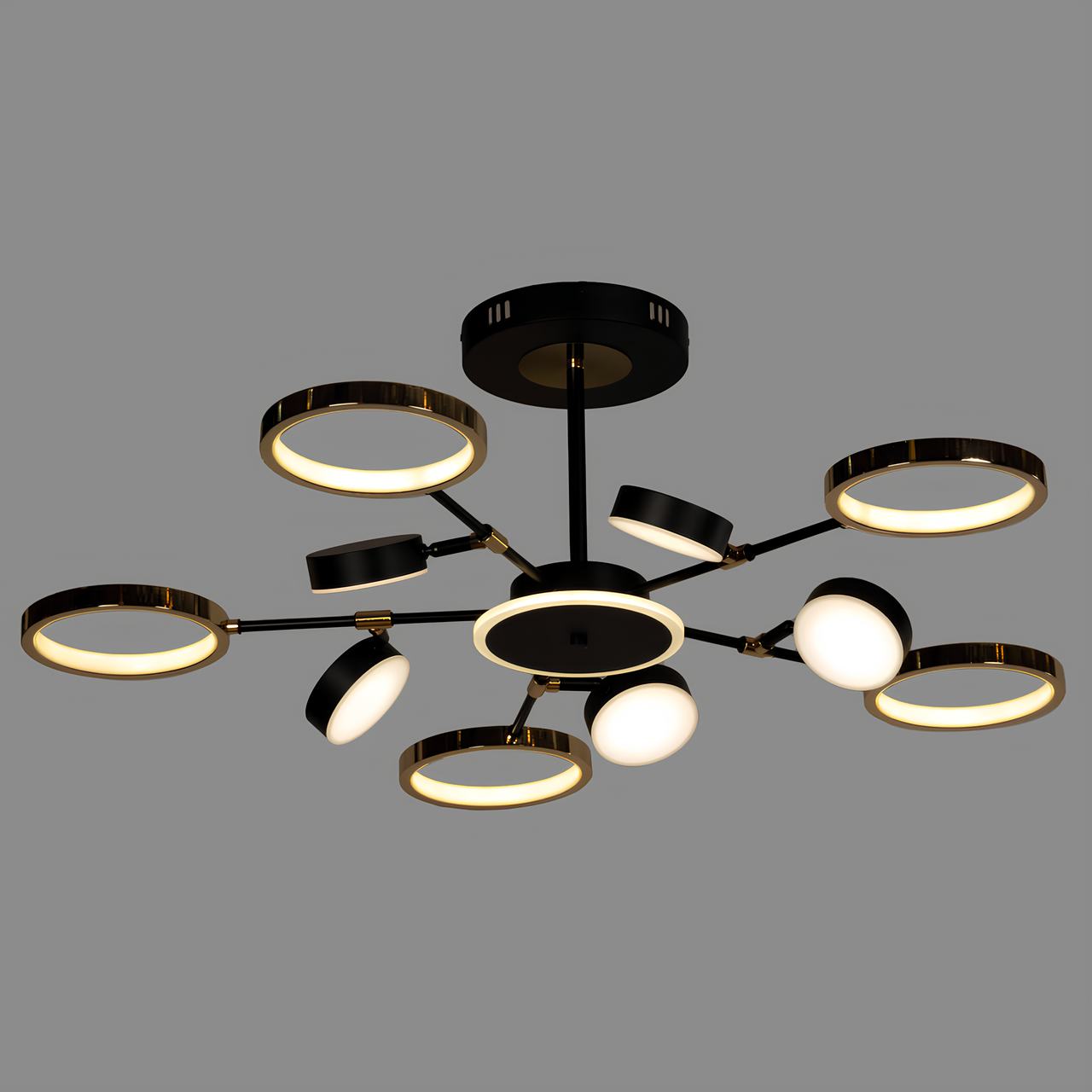 Люстра светодиодная Svet с пультом 184W 3000-6000К Черно-золотой (SY-16057/5+5+1 BK+FGD)