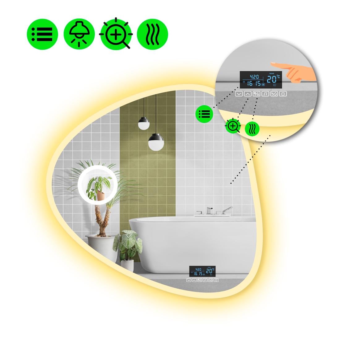 Зеркало с LED подсветкой Nuvola 3 с Smart-блоком 120x120 см (8995390)