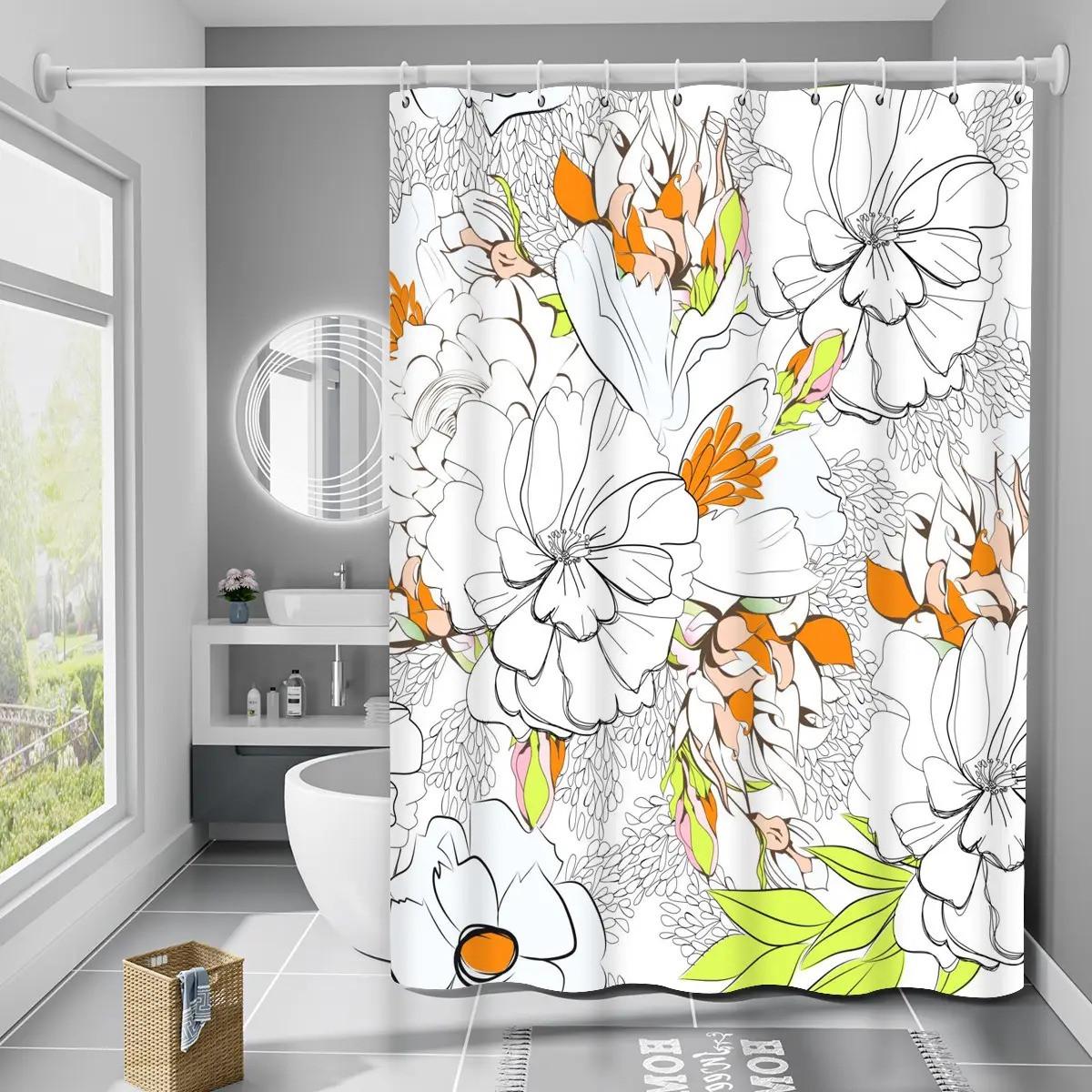 Шторка для ванной комнаты с крючками водоотталкивающая 180x180 см (2293367048)