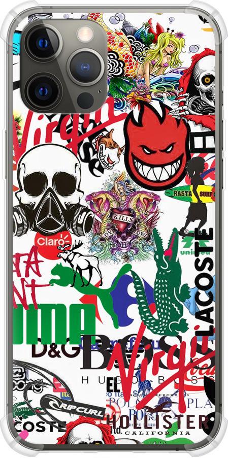 Чехол на iPhone 12 Pro Max Many different logos (4022sp-2054-42517)