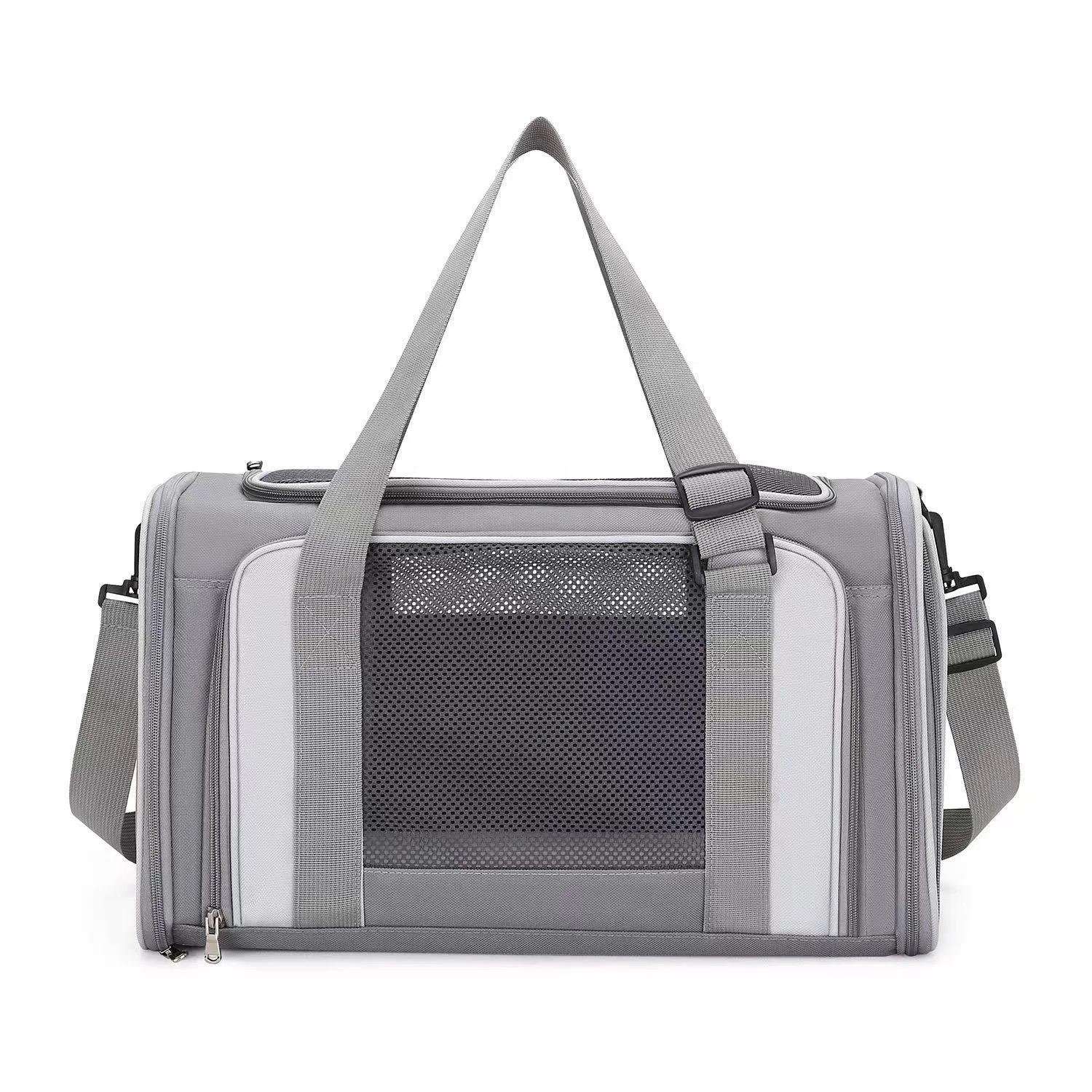 Переноска для животных складная до 7 кг 44х30х28 см Серый/Прозрачные стенки (1798)