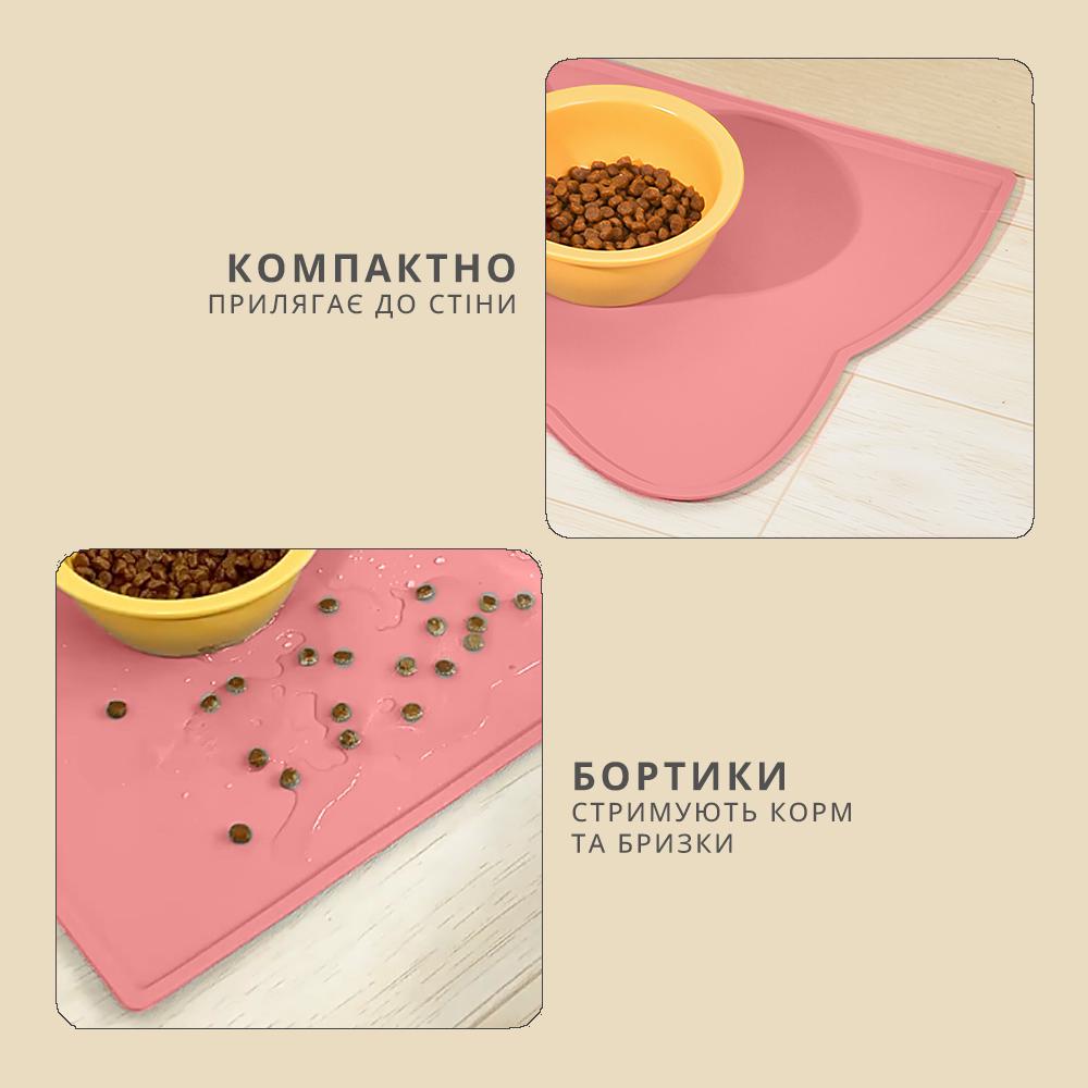 Коврик под миски для кошек и собак резиновый антискользящий 44x24 см Розовый (KLMKLT-PNK-0727) - фото 3