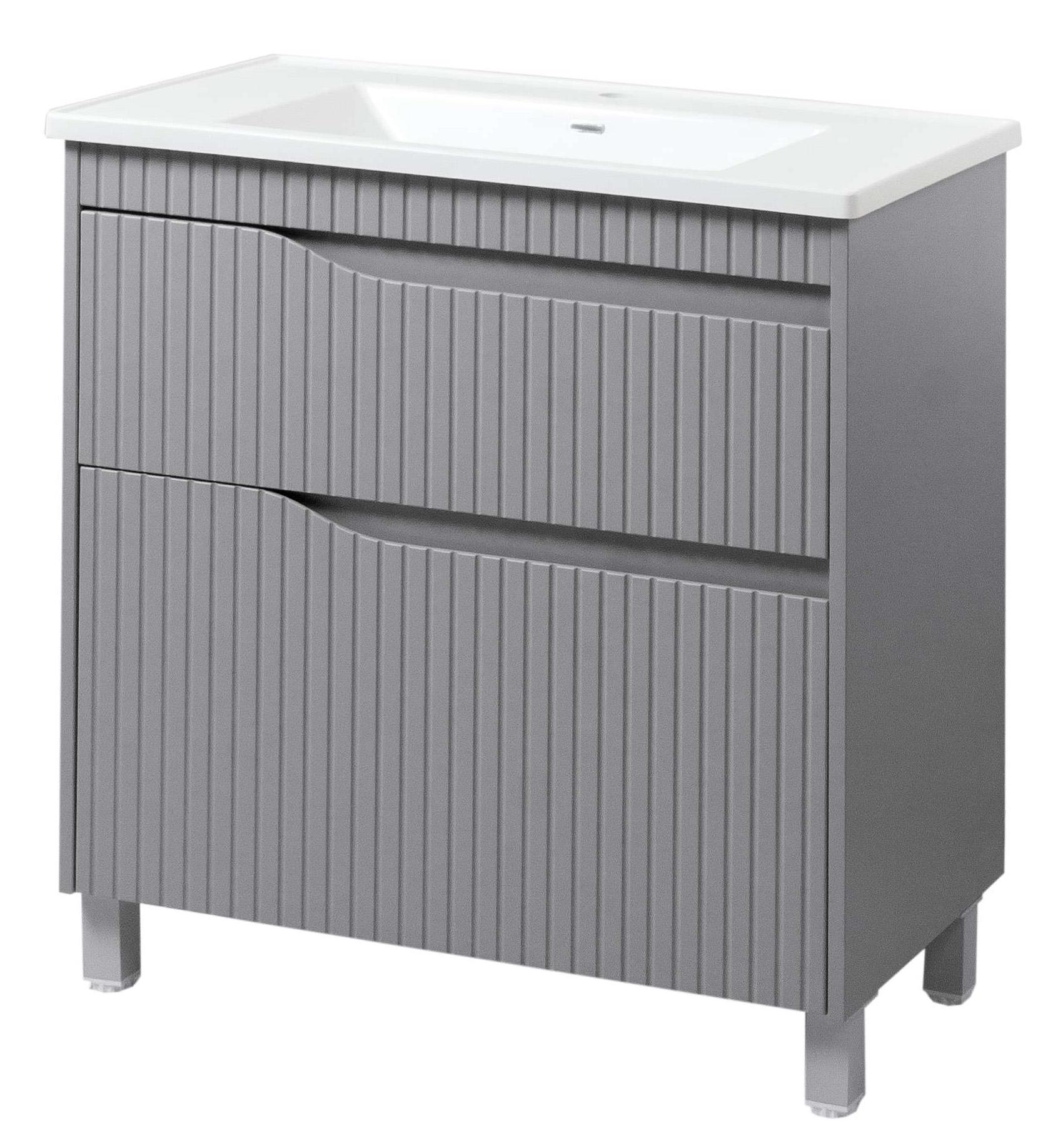 Тумба ЮВВІС Florence ТНБ-2 Д з умивальником Канте 80 см Бетон матовий (UVV112)