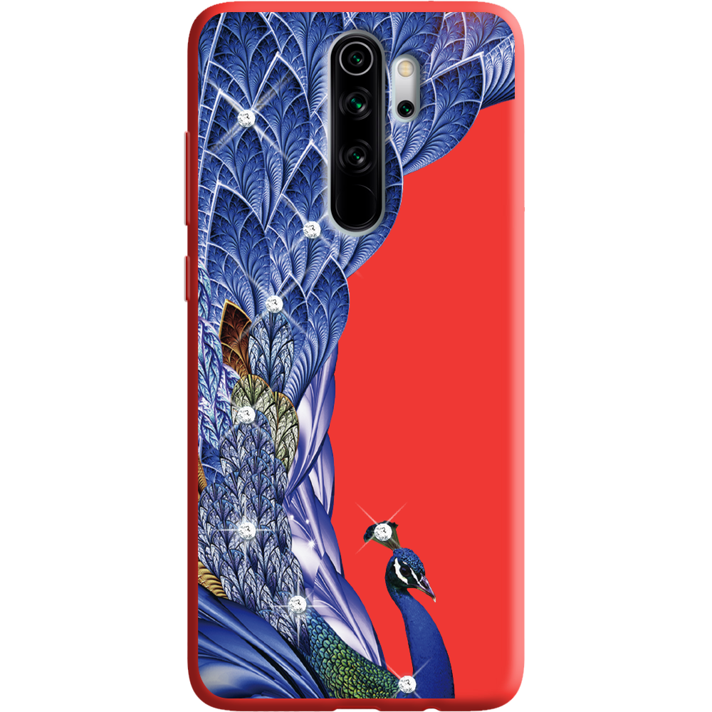 Чехол Boxface Xiaomi Redmi Note 8 Pro Павлин со стразами Красный силикон (38222-rs7-38666)