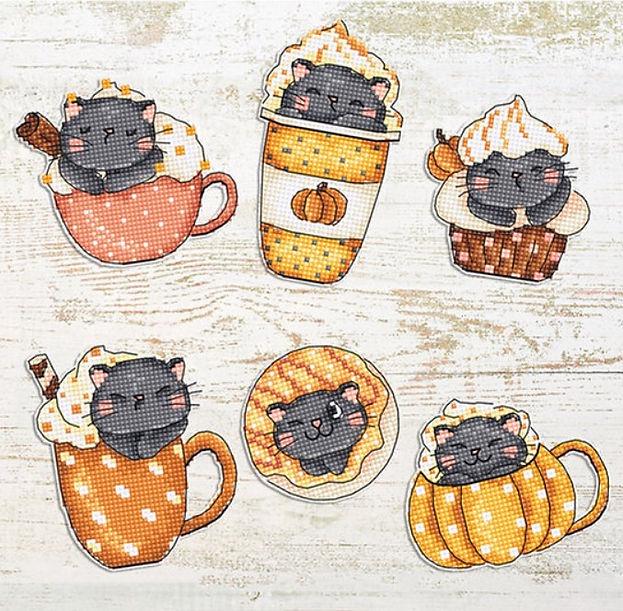 Набор для вышивки крестиком L8092 Pumpkin Cup Kitties Kit of 6 pcs